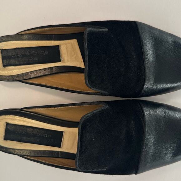 rag & bone Sabine Mule EU 38 Slides Flats Black Leather & Suede - Picture 7 of 9